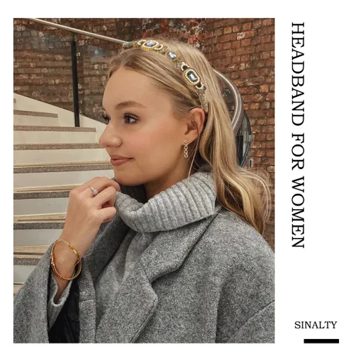 Miniatura 6 de Diademas de perlas doradas barrocas con diamantes de imitación para el cabello, aro de cristal para mujer (elegante)