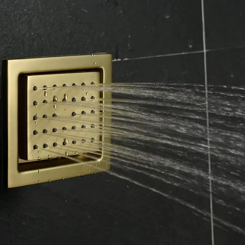 Miniatura 3 de AYIVG Pulverizador de cuerpo de ducha de masaje cuadrado de latón cepillado dorado cepillado masaje ajustable spa rociador lateral instalación