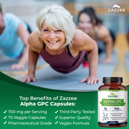 Miniatura 4 de Zazzee Alpha GPC Colina 300 mg por cápsula, 75 cápsulas veganas, 100% pura grado farmacéutico, 100% vegetariano, estandarizado para potencia