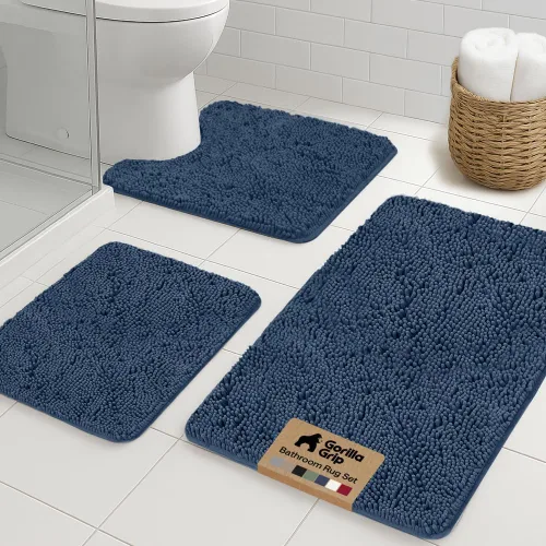 Miniatura 57 de GORILLA GRIP - Juegos de alfombras de baño, juego de 2 alfombras de chenilla suave, alfombra base para inodoro y alfombra de 30 x 20, alfombras Negro