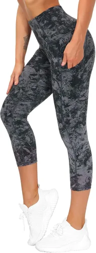 The Gym People Pantalones deportivos gruesos de tiro alto, con bolsillos y control de abdomen, leggings para entrenar, correr, hacer yoga, para mujer