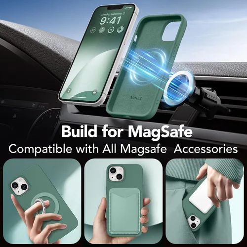 Miniatura 423 de GONEZ Funda de silicona para iPhone 15 Pro Max, compatible con Magsafe, protector de cámara + protector de pantalla, forro de microfibra suave