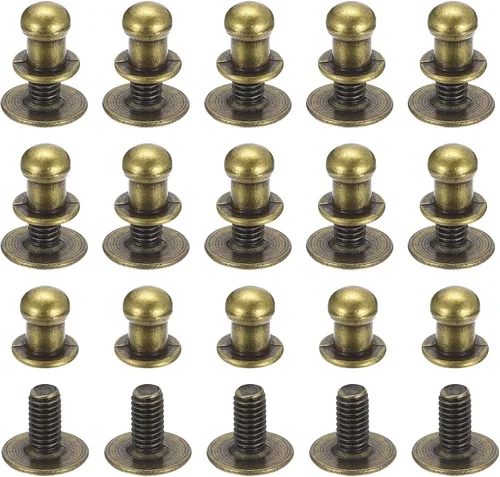 Miniatura 15 de uxcell Remaches de cabeza de bola de 0.157 pulgadas (0.157 in), tornillo trasero, paquete de 15 remaches de pezón de botón de cabeza redonda