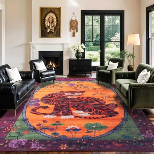 Miniatura 33 de Alfombra de leopardo de 2 x 3 pies para sala de estar, alfombra estética vintage de animales para habitación de niñas, guardería, dormitorio, Azul