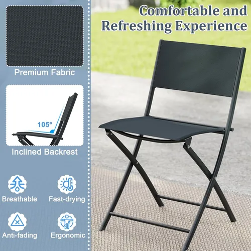Miniatura 5 de HAPPYGRILL Juego de 3 piezas plegables para patio, juego de conversación al aire libre con mesa auxiliar y 2 sillas de patio, juego de comedor