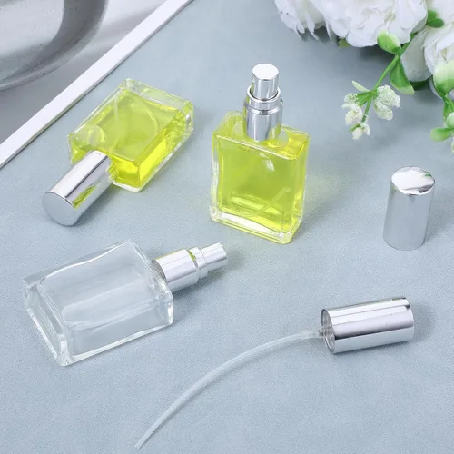Miniatura 4 de Paquete de 24 botellas de atomizador de niebla fina de vidrio transparente, mini botella de perfume recargable de 0.5 onzas líquidas, botella