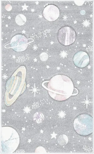 SAFAVIEH Carousel Kids Collection - Alfombra decorativa de 2 x 3 pies, color gris y lavanda, no desprende pelusa y de fácil cuidado, ideal para