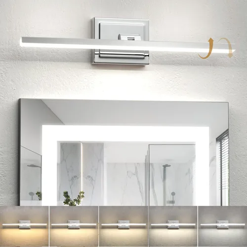 Miniatura 10 de NIORSUN Lámpara de baño moderna de 24 pulgadas, 14W 5CCT regulable LED negro, luces de tocador de baño sobre espejo, luces de tocador para espejos