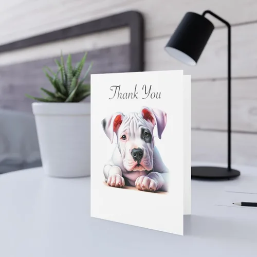 Miniatura 5 de DistinctInk Tarjeta de felicitación/tarjeta de nota -Dogo Argentino Puppy Coloreado Lápiz Dibujo Cumpleaños