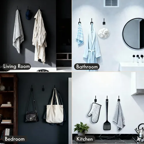 Miniatura 4 de CBWLWJ Paquete de 16 ganchos de pared resistentes para colgar en la pared, para sala de estar, baño, cocina, para abrigo, bolsa, bufanda, toalla