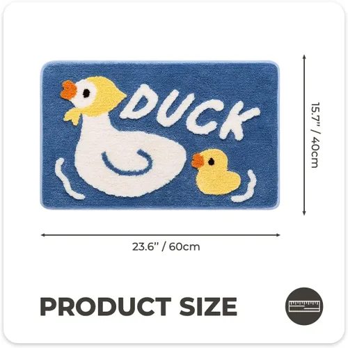 Miniatura 2 de Alfombra de baño de animales, lavable, divertida alfombra de baño de pato, microfibra suave y gruesa, antideslizante, absorbente de agua, para baño