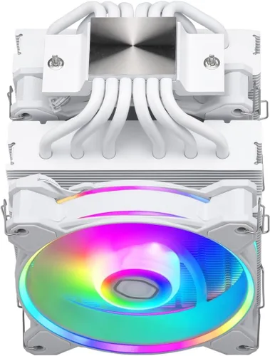 Miniatura 8 de Cooler Master Hyper 622 Halo White Enfriador de aire de CPU de doble torre, ventilador PWM de 120 Halo², ARGB de doble bucle, 6 tubos de calor