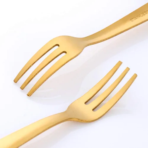 Miniatura 4 de Buyer Star Juego de 24 tenedores dorados de 5.5 pulgadas para ostras, de acero inoxidable, tenedores de pastelería para restaurante, hotel