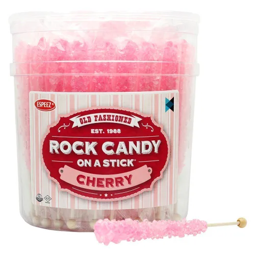 Miniatura 54 de Palitos de caramelo de roca extragrandes: 12 paletas de cereza rosa – envueltas individualmente – Palitos de caramelo de roca de cristal