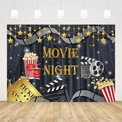Miniatura 2 de Sendy Telón de fondo de noche de cine de 7 x 5 pies, decoración de fiesta de cumpleaños, ceremonia de entrega de premios, centelleante, estrella