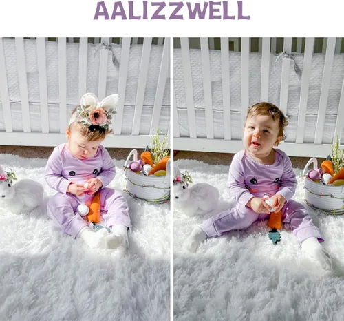 Miniatura 3 de Aalizzwell Mameluco de Pascua para bebés y niñas con sombrero de oreja de conejo