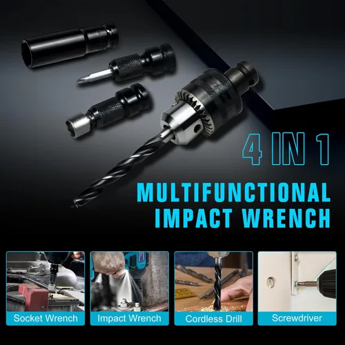 Miniatura 4 de Llave de impacto inalámbrica 1000N.m de 1/2 pulgada, pistola de alto par de 4800 RPM con 2 baterías de 4.0 Ah, llave eléctrica sin escobillas
