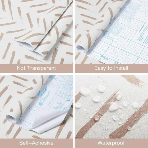 Miniatura 2 de Papel tapiz adhesivo geométrico blanco y rosa, 16.1 x 196 pulgadas, papel tapiz autoadhesivo extraíble para dormitorio, baño, papel de contacto
