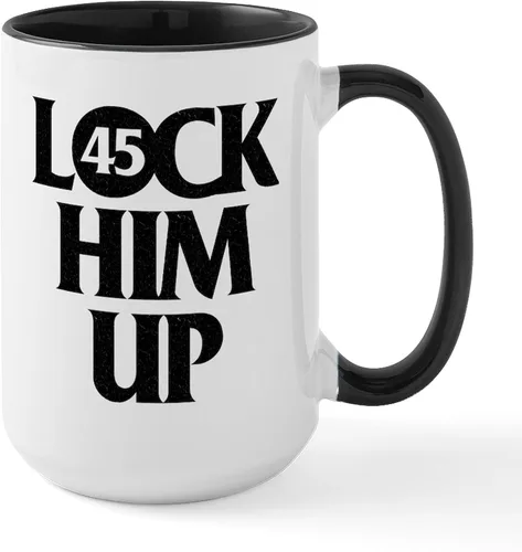 CafePress Lock Him Up - Taza de café de cerámica de 15 oz (15.0 fl oz)