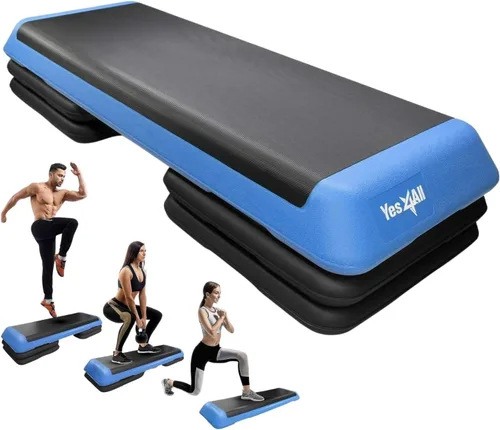 Miniatura 10 de Yes4All Plataforma ajustable de ejercicios aeróbicos para entrenamiento de tamaño para club de salud con 4 elevadores ajustables incluidos y A.