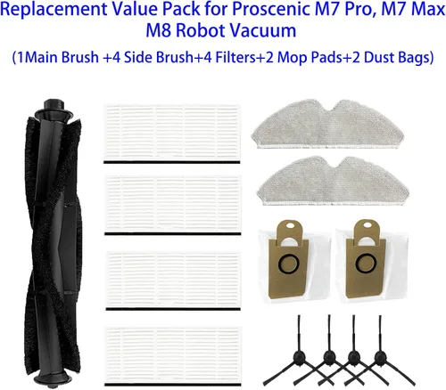 Miniatura 2 de Accesorios de repuesto para Proscenic M7 Pro/Uoni V980 PLUS/Kyvol Cybovac S31 Robot Aspirador Filtros Almohadillas de fregona Bolsas de polvo Piezas
