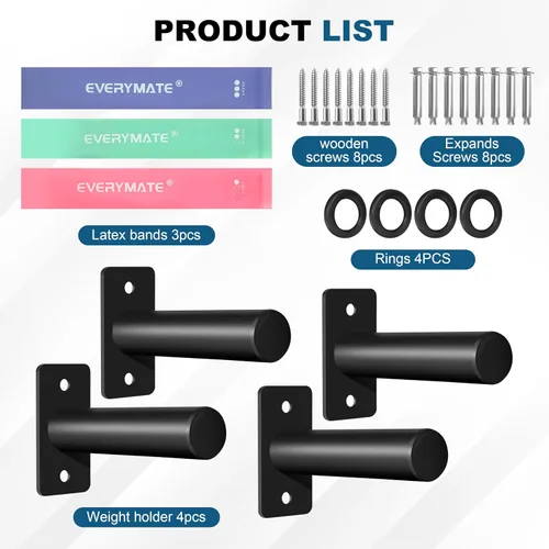 Miniatura 2 de EVERYMATE Soporte para placas de peso, soporte de placa de peso de montaje en pared para placas de parachoques, capacidad máxima de peso de 330