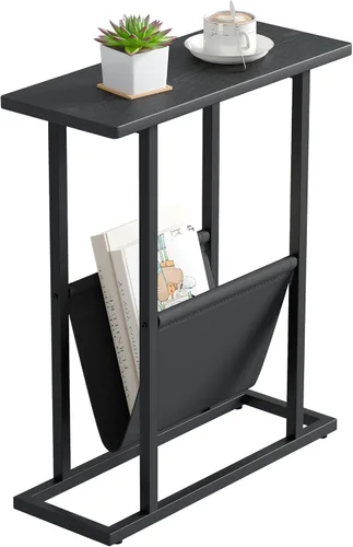 Miniatura 13 de Mesa auxiliar estrecha para espacios pequeños, mesa auxiliar pequeña con soporte para revistas, mesa delgada y estrecha para sala de estar