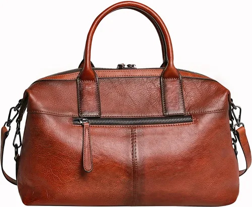 Miniatura 3 de Iswee - Bolso de hombro de cuero genuino, bolso tote con diseño de morral, con asa superior, bolso de gran capacidad, bolso cruzado