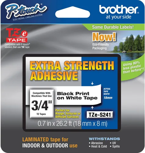 Miniatura 13 de Brother Cinta de etiquetas P-Touch TZe negra con impresión en azul (TZe541), laminada, 3/4 pulgadas x 26.2 pies (0.709 in x 26.2 ft)