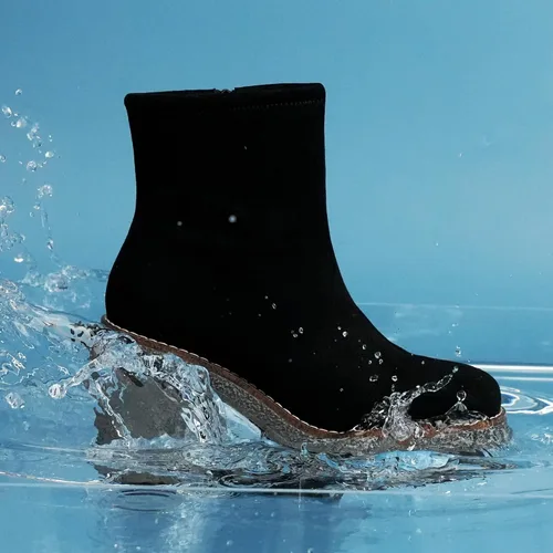 Miniatura 2 de JABASIC Botas de tobillo para mujer, tacón bajo, tacón grueso, botas de vestir con cremallera lateral