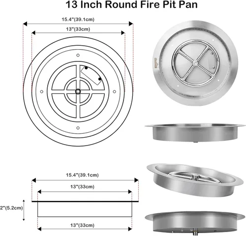 Miniatura 2 de Stanbroil Quemador Empotrable para Fogata de 13 Pulgadas, Inserto Redondo para Fogata de Propano y Gas Natural para Mesa de Fuego DIY, Fogata