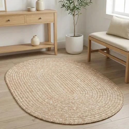 Super Area Rugs Alfombra trenzada beige/marrón tostado, alfombra trenzada de cocina estilo granja, lavable, revestimiento de suelo rústico para