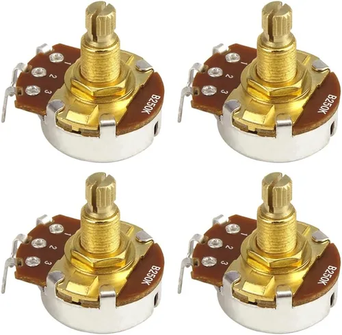 Miniatura 6 de FLEOR Potenciómetro cónico de audio con eje de 0.709 in, 4 piezas, tamaño completo, para guitarra, A250K