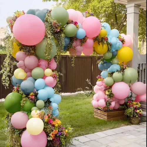 Miniatura 13 de Arco de globos de látex negro y verde, guirnalda de globos de látex de doble relleno, color verde oscuro, marrón, plateado, para camuflaje