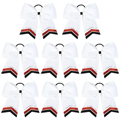 Miniatura 26 de 8 lazos de animación con brillantina, grandes lazos negros para animar, lazos para el pelo para niñas de 8 pulgadas, banda elástica a granel