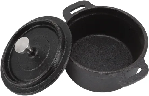Miniatura 9 de Olla redonda de hierro fundido, olla de horno holandés con tapa, olla de hierro fundido grueso para horno eléctrico de gas y barbacoa (#1)