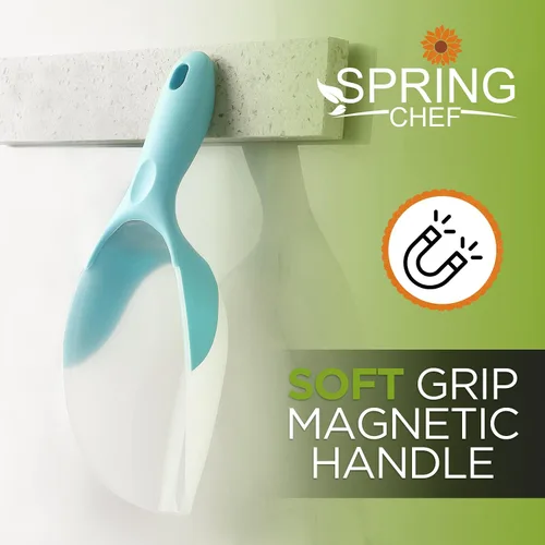 Miniatura 5 de Spring Chef Pala magnética para hielo para congelador, pala de hielo translúcida de plástico flexible sin BPA con mango de agarre suave, pala