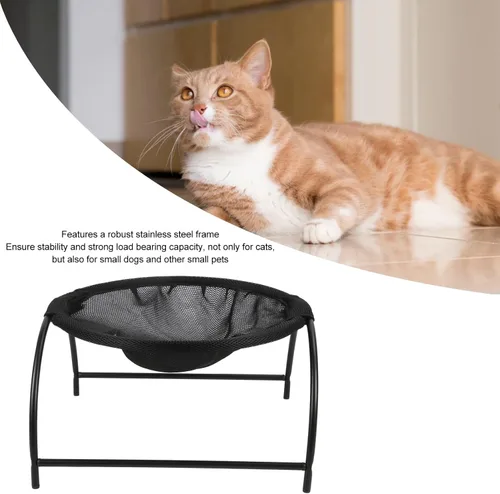 Miniatura 5 de Cat Hammock Bed, Elevated Small Dog Pet Hammock, Stainless Steel Canvas 43x43x24cm - Breathable Comfort, Detachable Design, Indoor Outdoor Use