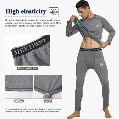 Miniatura 5 de mens Compression Base Layers Long Johns Winter Gear With Fleece Lined for Skiing