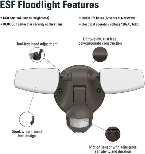 Miniatura 4 de HALO Luz LED de inundación y seguridad para exteriores, activada por movimiento, del atardecer al amanecer, 1420 lúmenes, bronce