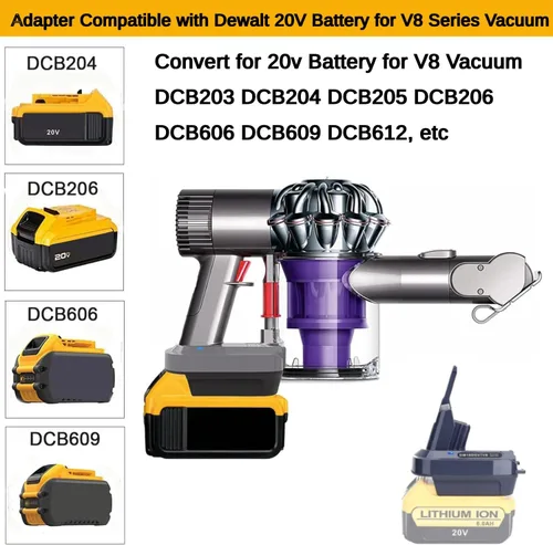 Miniatura 2 de Adaptador de Batería V7 V8 Compatible con Batería Dewalt 20V Convertido a Reemplazo para Batería Dyson V7 V8 Serie SV10 SV11 Animal Absolute