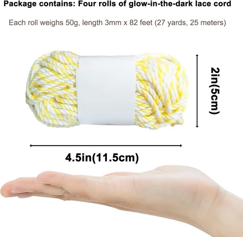 Miniatura 2 de Cordón luminoso para macramé, cuerda de punto bohemia para manualidades, cuerda de manualidades que brilla en la oscuridad, para tejer árbol