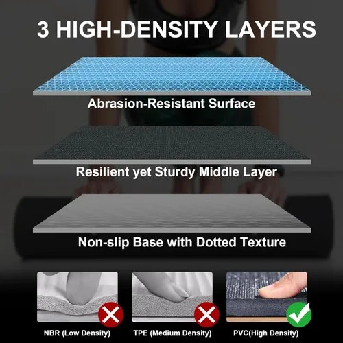 Miniatura 2 de Tapete de ejercicio grande de 8 x 5 pies 12 x 6 pies para gimnasio en casa, tapete de ejercicio resistente para suelo de gimnasio, esterilla