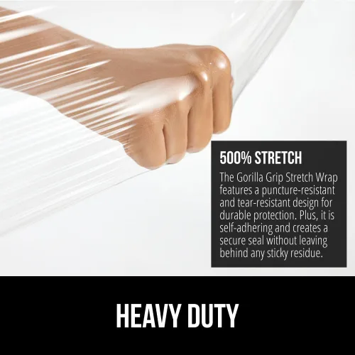 Miniatura 3 de GORILLA GRIP Film extensible 500% de plástico resistente, paquete de 2 rollos de envoltura retráctil de 1200 pies de 17 pulgadas, resistente a