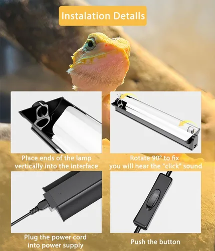 Miniatura 5 de T5 UVB - Kit combinado de lámpara para reptiles – Campana de terrario de 12 pulgadas, 8 W, bombilla UVA UVB 10.0 con reflector de alta eficiencia