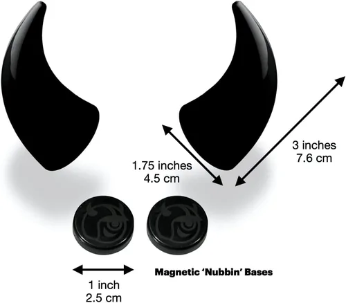 Miniatura 3 de MagNeatOhz - Cuernos de diablo grandes para casco, fabricados en Estados Unidos, accesorio magnético e intercambiable para casco, par
