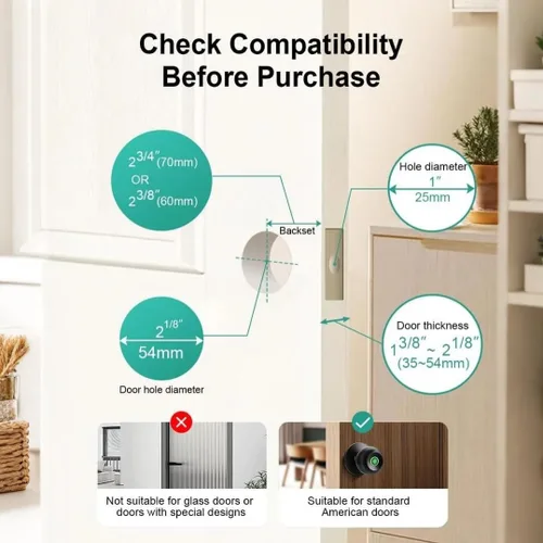 Miniatura 4 de NexusLab Pomo de puerta inteligente con huella digital, cerradura de puerta de entrada sin llave para dormitorio, oficina en casa y apartamento