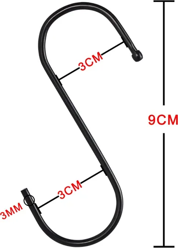 Miniatura 2 de Paquete de 10 ganchos en S resistentes de 3.5 pulgadas para plantas, exteriores, ligeros, tazas, ganchos grandes, color negro