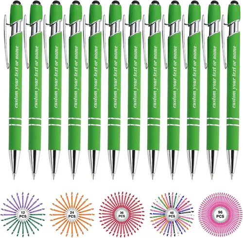 Miniatura 33 de Bolígrafos personalizados con nombre a granel, juego de bolígrafos personalizados, lápiz capacitivo grabado, logotipo, texto, regalo para negocios