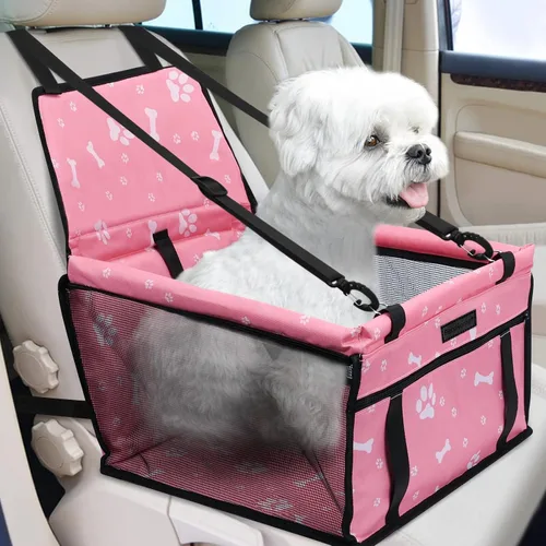 Miniatura 17 de Asiento de coche para perro plegable, asiento elevador de coche para perros impermeable transpirable Oxford, bolsa de viaje para perros pequeños a